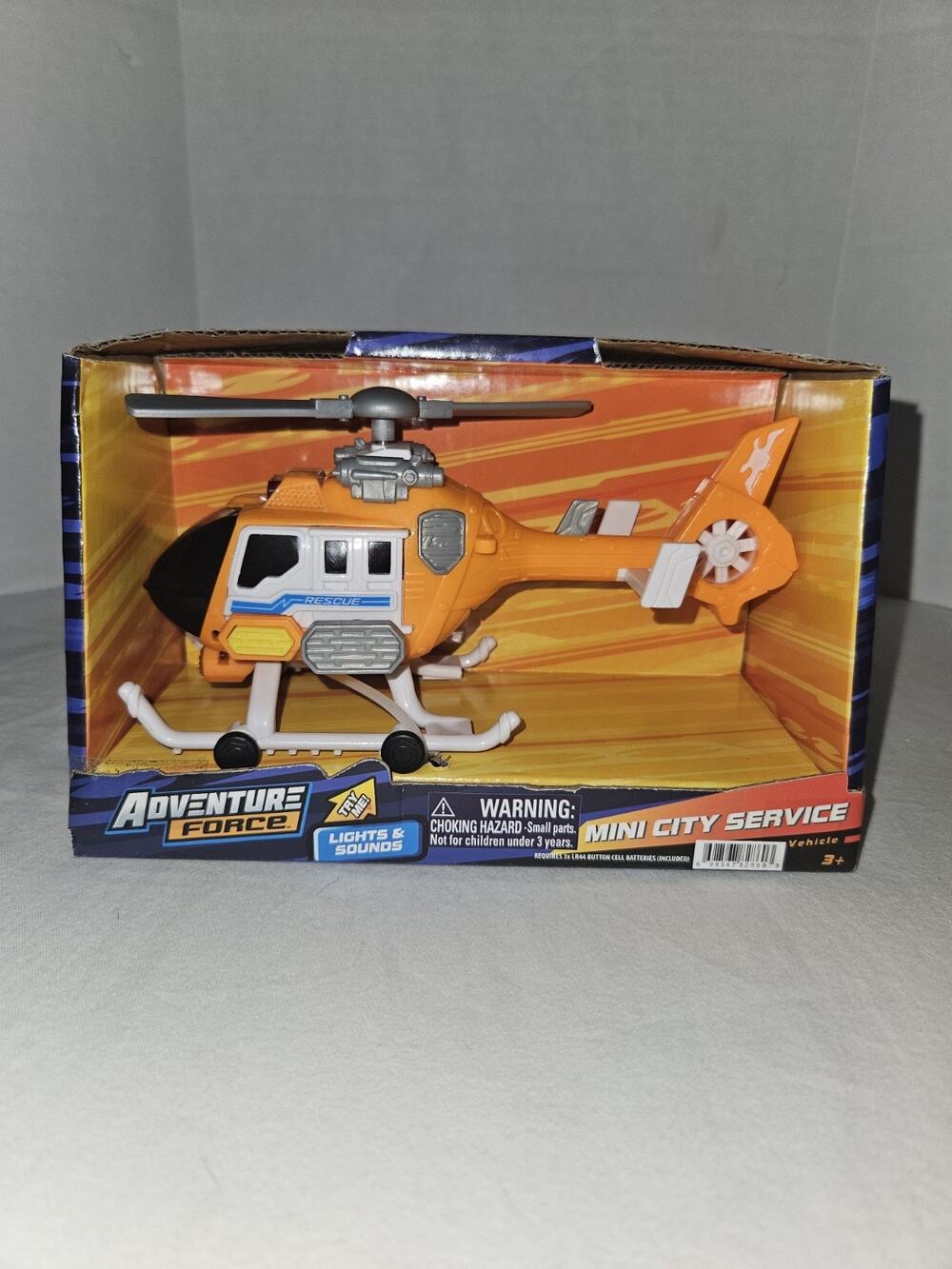 Adventure Force Mini City Service Lights & Sounds Rescue Helicopter Orange